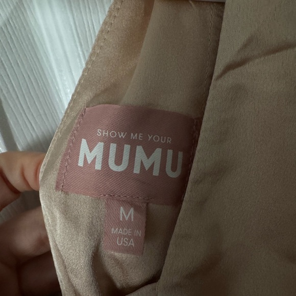 NWOT Show me your Mumu Nicole Maxi Satin Tiered Dress
Bridesmaid-Champagne - Picture 5 of 6